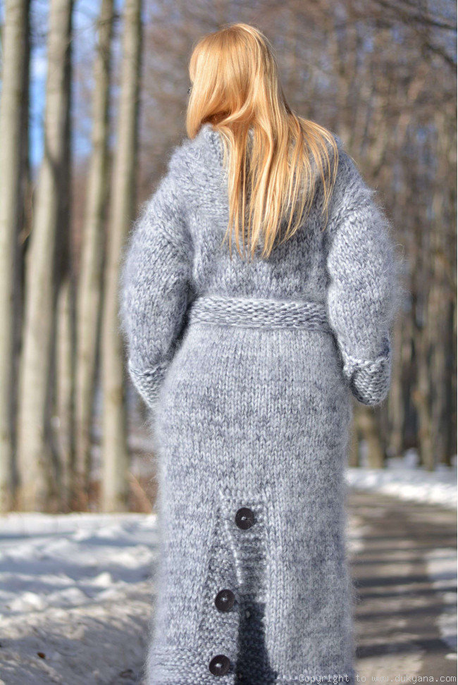 Hand knitted chunky mohair cardigan CA36